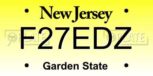 F27EDZ New Jersey License Plate