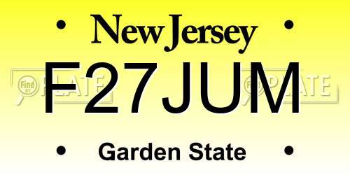 F27JUM New Jersey License Plate