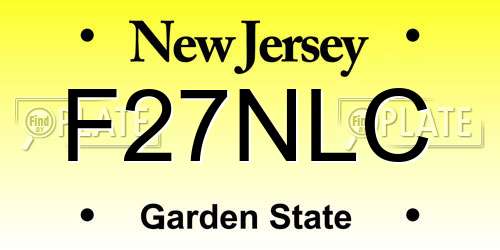 F27NLC New Jersey License Plate