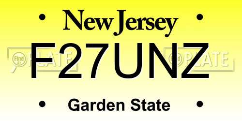 F27UNZ New Jersey License Plate