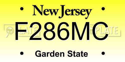 F286MC New Jersey License Plate