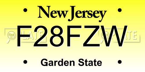 F28FZW New Jersey License Plate