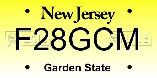 F28GCM New Jersey License Plate