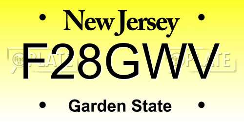 F28GWV New Jersey License Plate