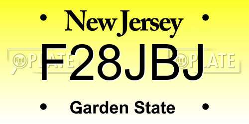 F28JBJ New Jersey License Plate
