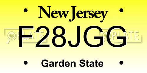 F28JGG New Jersey License Plate