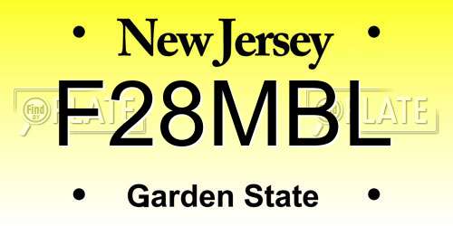 F28MBL New Jersey License Plate