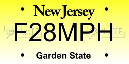 F28MPH New Jersey License Plate