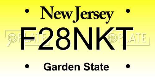 F28NKT New Jersey License Plate