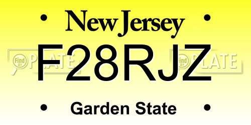 F28RJZ New Jersey License Plate