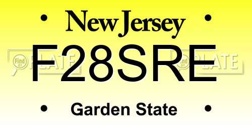 F28SRE New Jersey License Plate