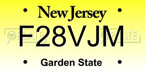 F28VJM New Jersey License Plate