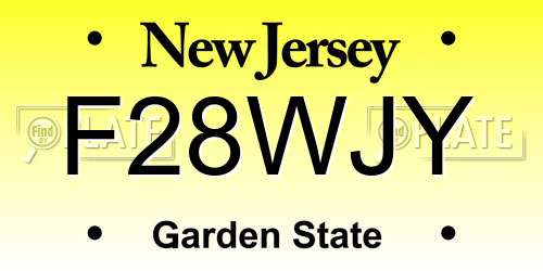 F28WJY New Jersey License Plate