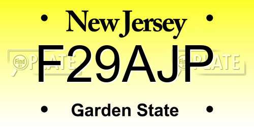 F29AJP New Jersey License Plate
