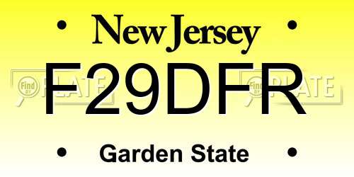 F29DFR New Jersey License Plate