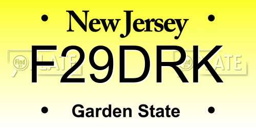 F29DRK New Jersey License Plate