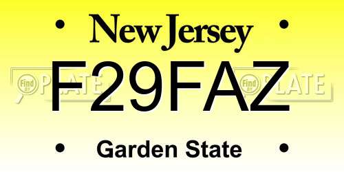 F29FAZ New Jersey License Plate