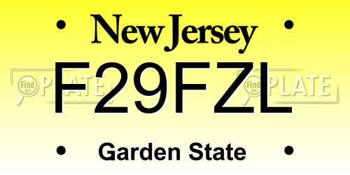 F29FZL New Jersey License Plate