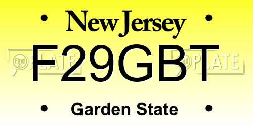 F29GBT New Jersey License Plate