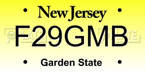 F29GMB New Jersey License Plate