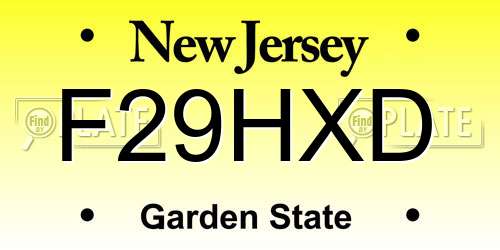 F29HXD New Jersey License Plate