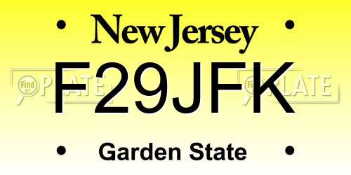 F29JFK New Jersey License Plate
