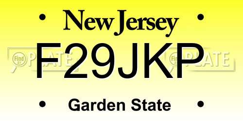 F29JKP New Jersey License Plate