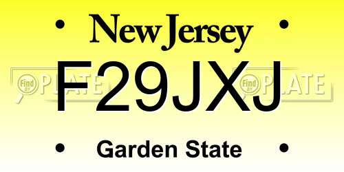 F29JXJ New Jersey License Plate