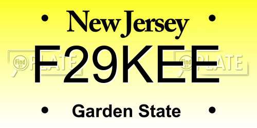 F29KEE New Jersey License Plate
