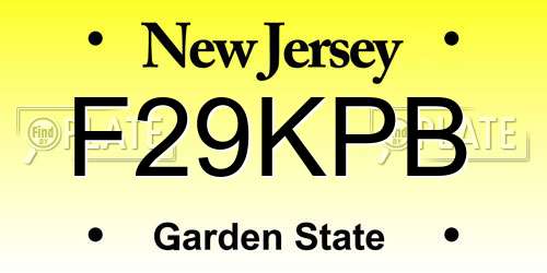 F29KPB New Jersey License Plate