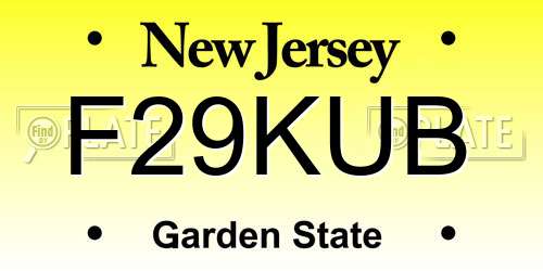 F29KUB New Jersey License Plate