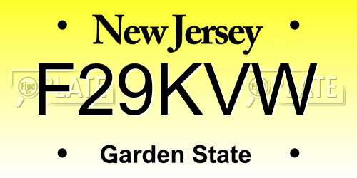 F29KVW New Jersey License Plate
