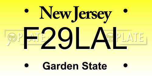 F29LAL New Jersey License Plate