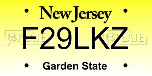 F29LKZ New Jersey License Plate