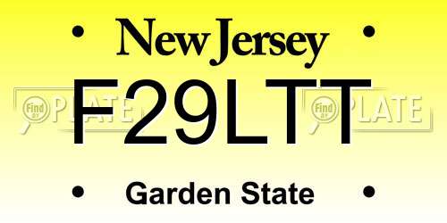 F29LTT New Jersey License Plate