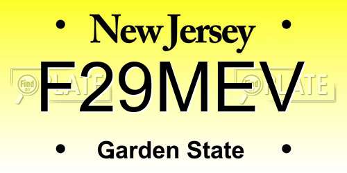 F29MEV New Jersey License Plate