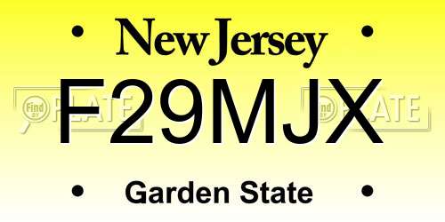 F29MJX New Jersey License Plate