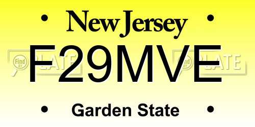 F29MVE New Jersey License Plate