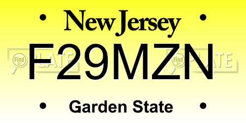F29MZN New Jersey License Plate