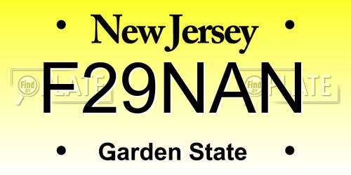 F29NAN New Jersey License Plate