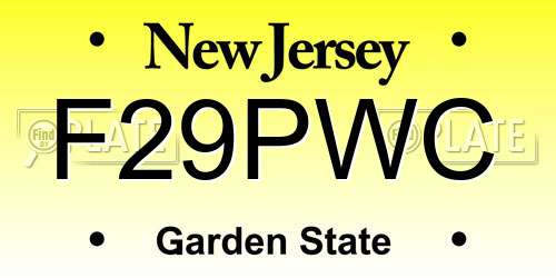 F29PWC New Jersey License Plate