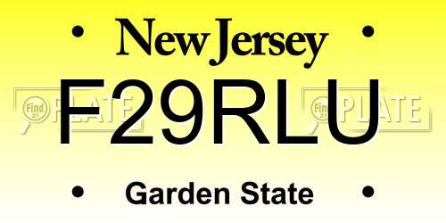F29RLU New Jersey License Plate