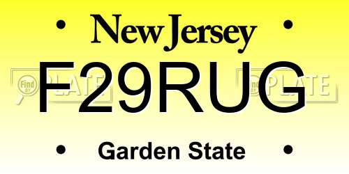 F29RUG New Jersey License Plate
