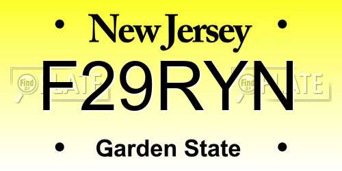 F29RYN license plate in NJ state