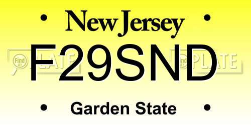 F29SND New Jersey License Plate
