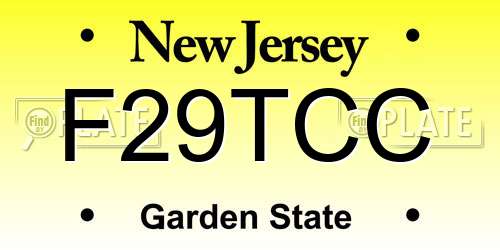 F29TCC New Jersey License Plate