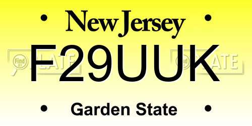 F29UUK New Jersey License Plate