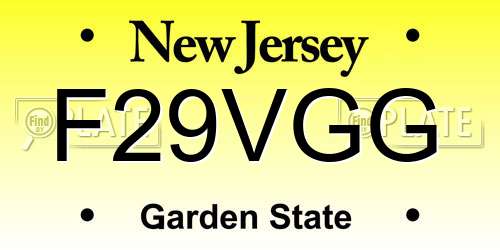 F29VGG New Jersey License Plate