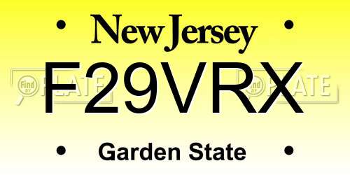F29VRX New Jersey License Plate