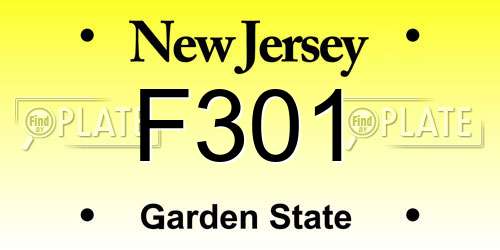 F301 New Jersey License Plate